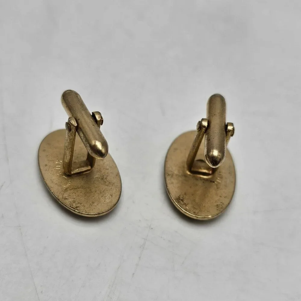 Vintage Swank Gold Tone Mother Of Pearl Cufflinks Mid Century